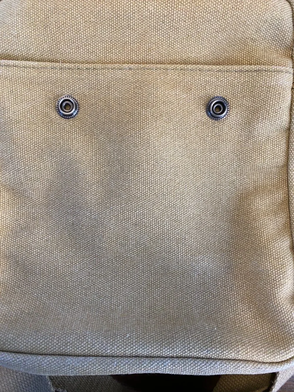 Small Khaki Canvas Messenger Shoulder Travel Bag for Men or Women